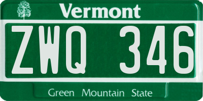 VT license plate ZWQ346
