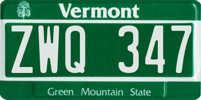 VT license plate ZWQ347