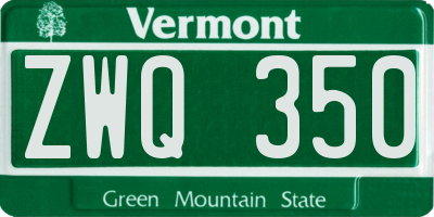 VT license plate ZWQ350