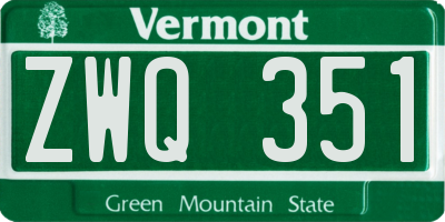 VT license plate ZWQ351