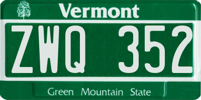 VT license plate ZWQ352