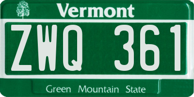 VT license plate ZWQ361