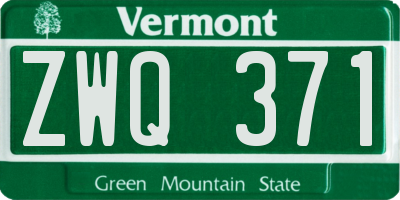 VT license plate ZWQ371