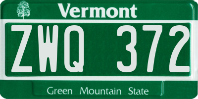 VT license plate ZWQ372