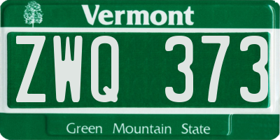 VT license plate ZWQ373