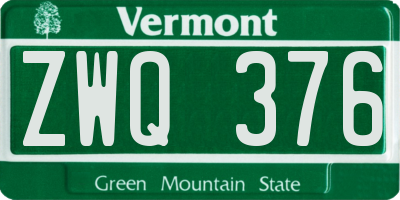 VT license plate ZWQ376