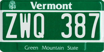 VT license plate ZWQ387