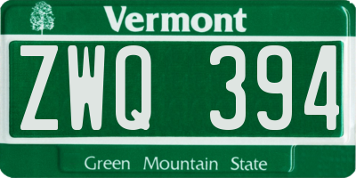 VT license plate ZWQ394