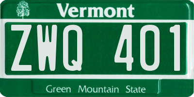 VT license plate ZWQ401