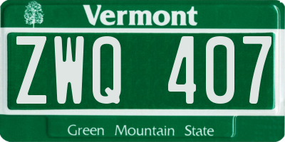 VT license plate ZWQ407