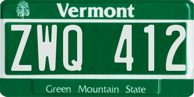 VT license plate ZWQ412