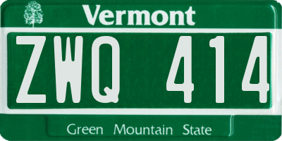 VT license plate ZWQ414