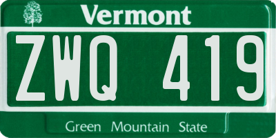 VT license plate ZWQ419