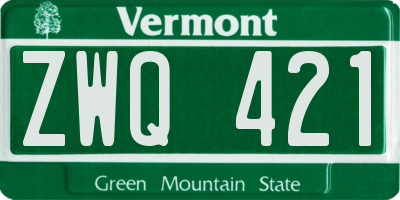 VT license plate ZWQ421
