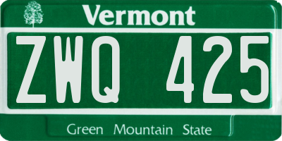 VT license plate ZWQ425