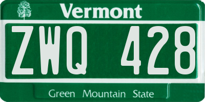 VT license plate ZWQ428