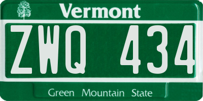 VT license plate ZWQ434