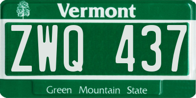 VT license plate ZWQ437