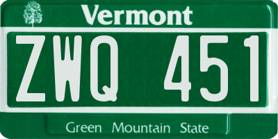 VT license plate ZWQ451