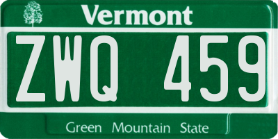 VT license plate ZWQ459