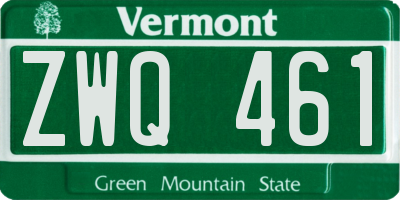 VT license plate ZWQ461