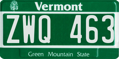 VT license plate ZWQ463
