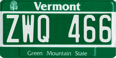 VT license plate ZWQ466