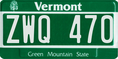 VT license plate ZWQ470