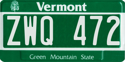 VT license plate ZWQ472