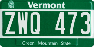 VT license plate ZWQ473