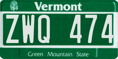 VT license plate ZWQ474