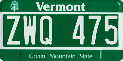 VT license plate ZWQ475