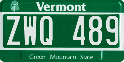 VT license plate ZWQ489