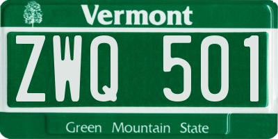 VT license plate ZWQ501