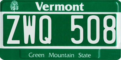 VT license plate ZWQ508