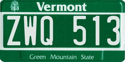 VT license plate ZWQ513