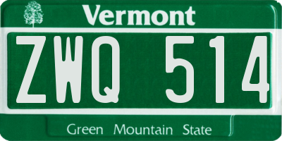 VT license plate ZWQ514