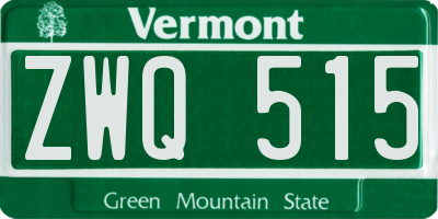 VT license plate ZWQ515