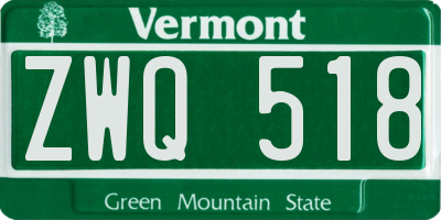 VT license plate ZWQ518