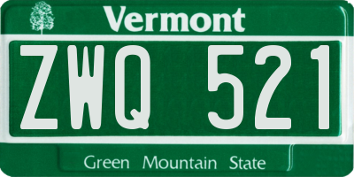 VT license plate ZWQ521