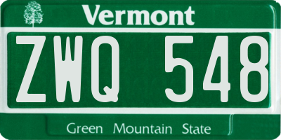 VT license plate ZWQ548