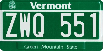 VT license plate ZWQ551