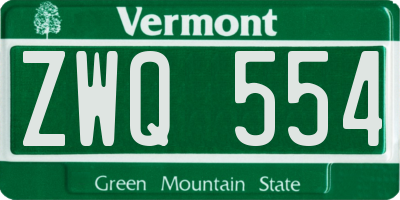 VT license plate ZWQ554