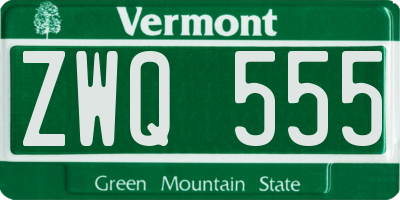 VT license plate ZWQ555