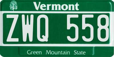 VT license plate ZWQ558