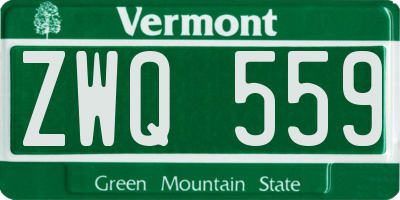 VT license plate ZWQ559