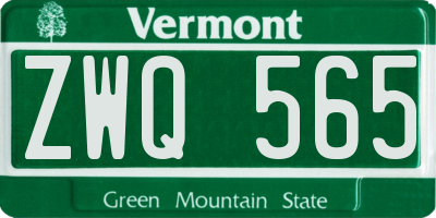 VT license plate ZWQ565
