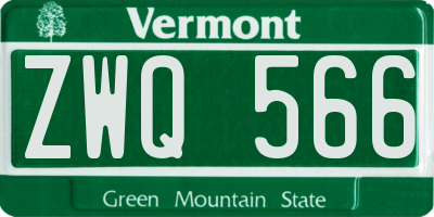 VT license plate ZWQ566