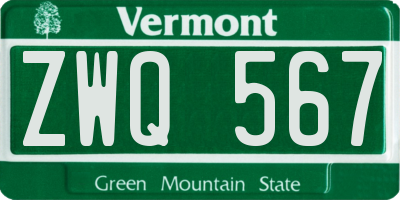VT license plate ZWQ567