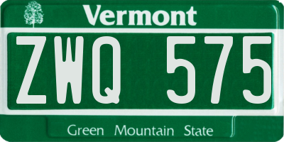 VT license plate ZWQ575